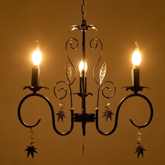 Люстра BayerLux «Беатрис», 3xE14, 40 Вт, черно-золотой, 56.5×56.5×48.5-105 см