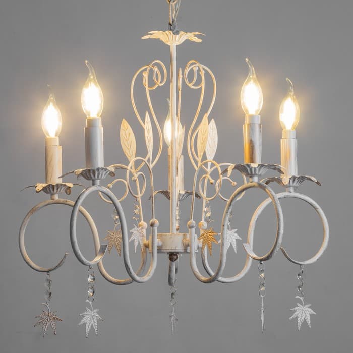 Люстра «Беатрис» 5xE14 40 Вт белый с золотой патиной 56.5×56.5×48.5-105 см BayerLux