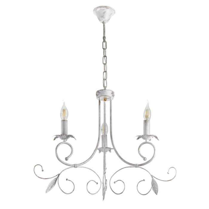 Люстра потолочная BayerLux «Айрис», 3xE14, 40 Вт, белый с золотой патиной, 66×66×46-105 см