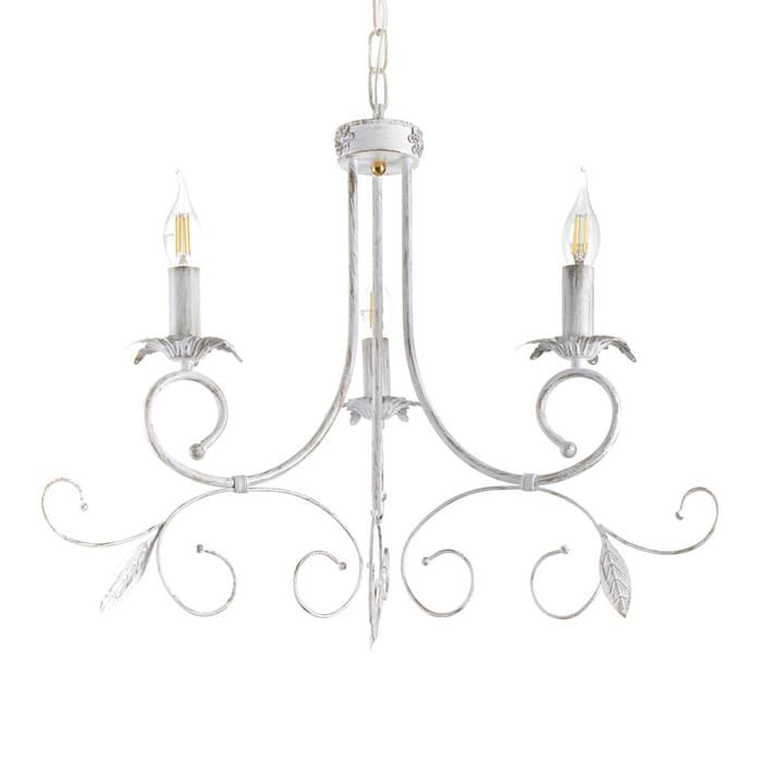 Люстра потолочная BayerLux «Айрис», 3xE14, 40 Вт, белый с золотой патиной, 66×66×46-105 см