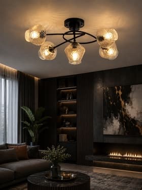 Люстра BayerLux «Изота», 5хE27 40 Вт, чёрная, 75×34×30 см