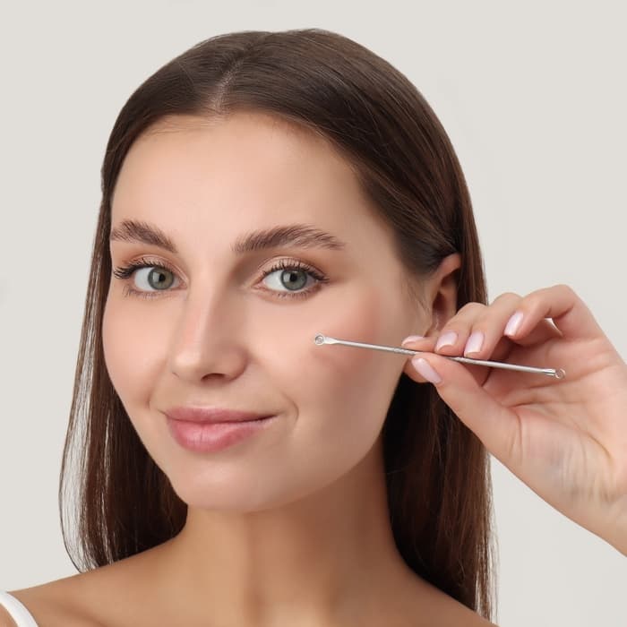 Косметологический набор, 4 предмета, в пластиковом футляре, 11.5 см, серебристый