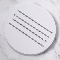 Косметологический набор, 4 предмета, в пластиковом футляре, 11.5 см, серебристый