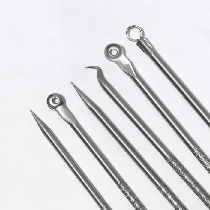 Косметологический набор, 4 предмета, в пластиковом футляре, 11.5 см, серебристый