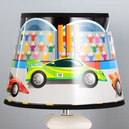 Настольная лампа с абажуром RISALUX «Гонки», Е14, 15 Вт, бело-чёрный, 20×20×28 см