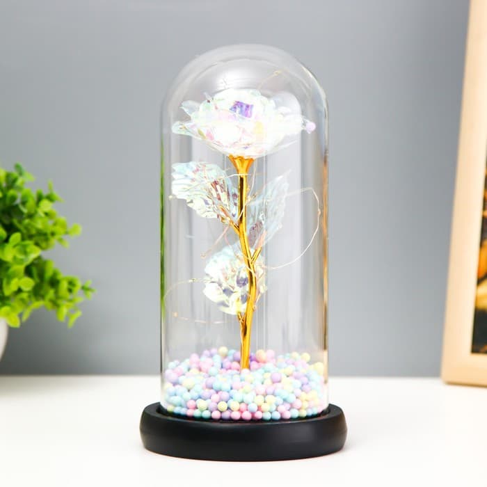 Фигурка светящаяся колба RISALUX «Яркий цветок», LED-ночник, от батареек 3ААА, 11×11×22 см