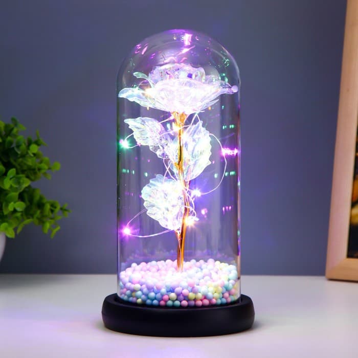 Фигурка светящаяся колба RISALUX «Яркий цветок», LED-ночник, от батареек 3ААА, 11×11×22 см