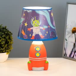 Настольная лампа с абажуром RISALUX «Космический корабль», Е14, 15 Вт, 20×20×31 см, МИКС