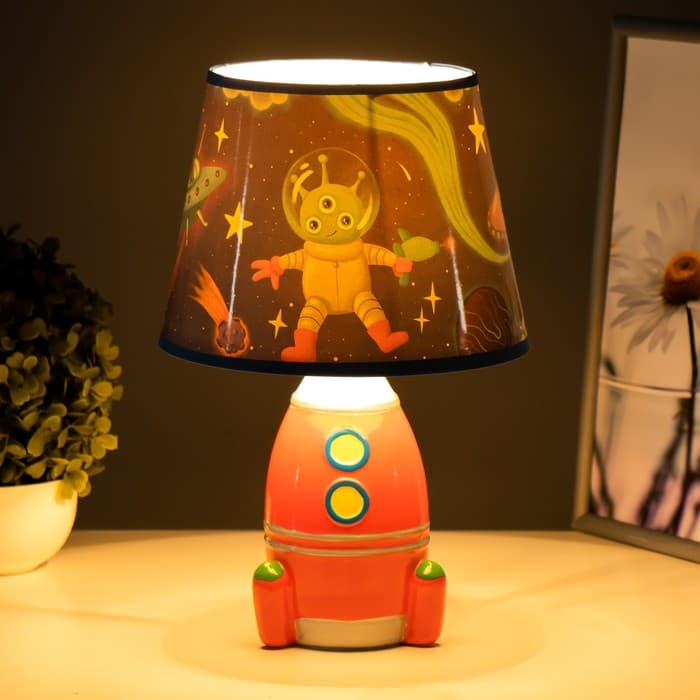 Настольная лампа с абажуром RISALUX «Космический корабль», Е14, 15 Вт, 20×20×31 см, МИКС