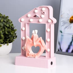 Фигурка светящаяся RISALUX «Влюбленные», 14хLED, ночник, 4000 К, USB, 3×АА, розовый, 24.5×7×15.5 см