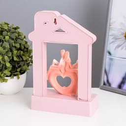 Фигурка светящаяся RISALUX «Влюбленные», 14хLED, ночник, 4000 К, USB, 3×АА, розовый, 24.5×7×15.5 см