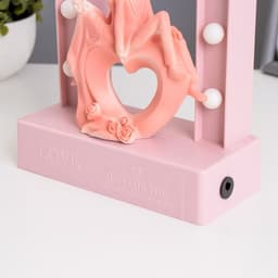 Фигурка светящаяся RISALUX «Влюбленные», 14хLED, ночник, 4000 К, USB, 3×АА, розовый, 24.5×7×15.5 см