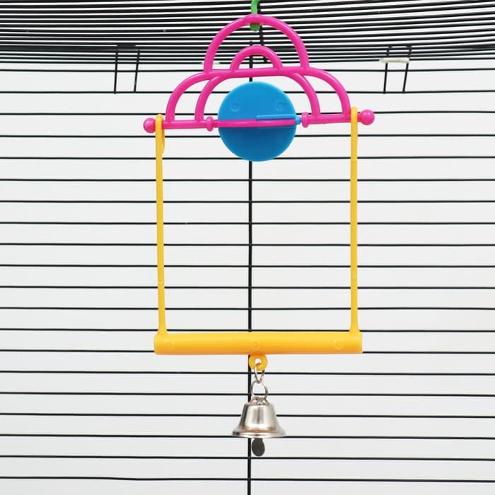 Набор игрушек для птиц, 35×28 см, 5 предметов: ванночка, кормушка, зеркальце, качели, лесенка