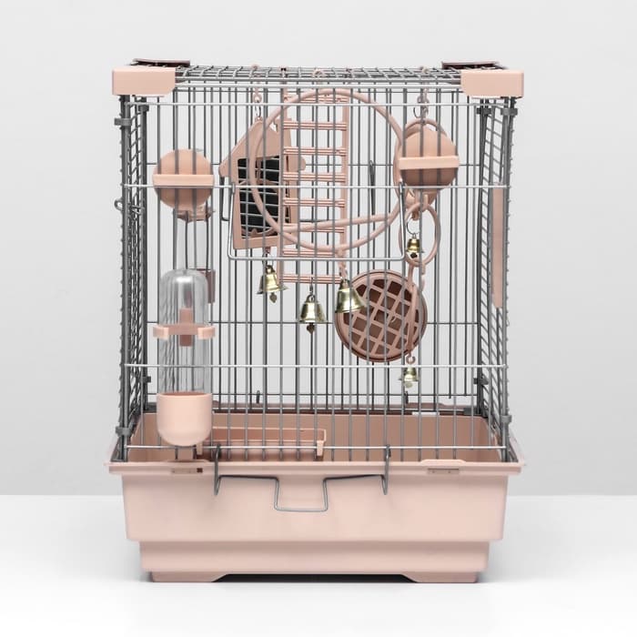 Клетка для птиц «Пижон» №100, разборная, 42×30×37 см, укомплектованная, бежевая