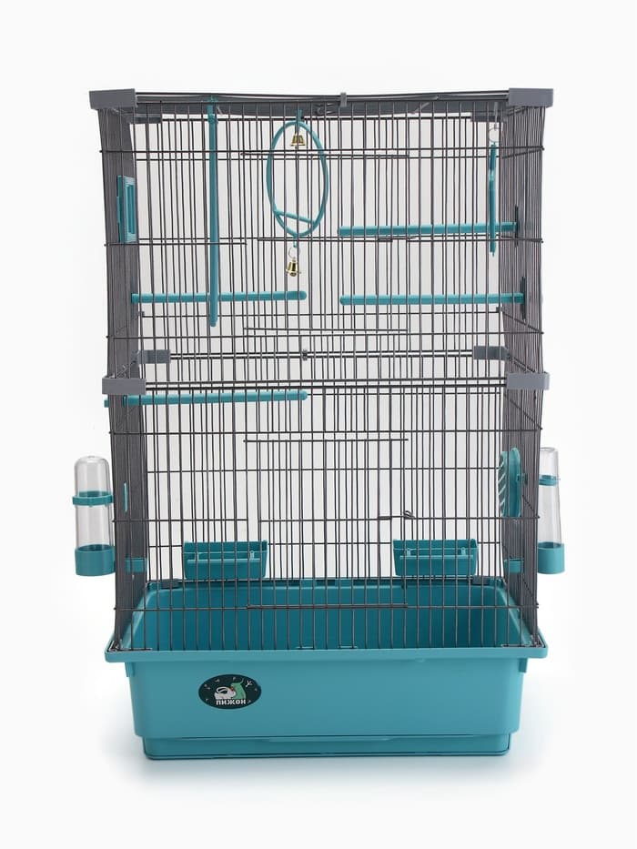 Клетка для птиц «Пижон», разборная, 42×30×62.7 см, укомплектованная, бирюзовая