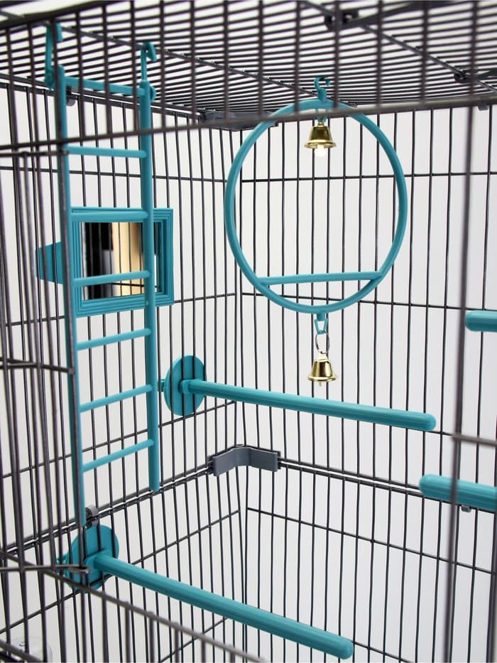 Клетка для птиц «Пижон», разборная, 42×30×62.7 см, укомплектованная, бирюзовая