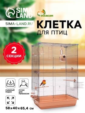 Клетка для птиц «Пижон» №104-Б, разборная, 58×40×65.4 см, 2 секции, бежевая