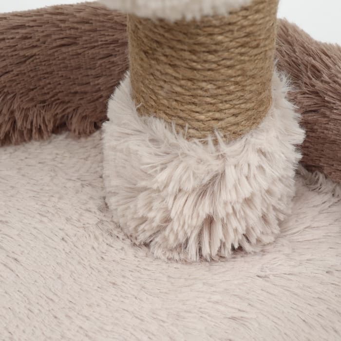 Лежанка с когтеточкой «Пижон», овальная, 55×36×47 см, пушистый мех, джут, коричневая