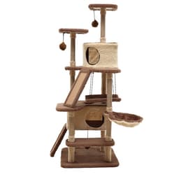 Комплекс для кошек, 77×90×163 см, разборный, с когтеточкой, 8 уровней, бежевый