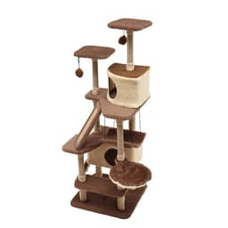 Комплекс для кошек, 77×90×163 см, разборный, с когтеточкой, 8 уровней, бежевый
