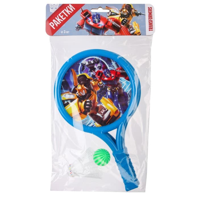 Ракетки 2 шт., воланчик и мячик, Трансформеры