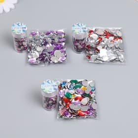 Декор «Полубусины и стразы. Градиент фиолетовый», d=6 мм, 10 г, 200 шт., 5×2.5 см, МИКС