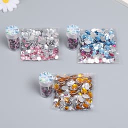 Декор «Полубусины и стразы. Градиент фиолетовый», d=6 мм, 10 г, 200 шт., 5×2.5 см, МИКС