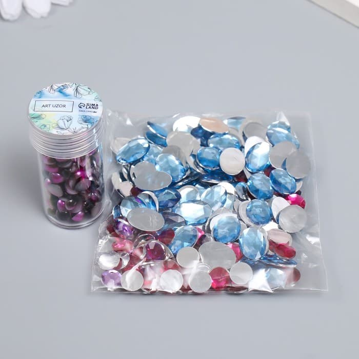 Декор «Полубусины и стразы. Градиент фиолетовый», d=6 мм, 10 г, 200 шт., 5×2.5 см, МИКС