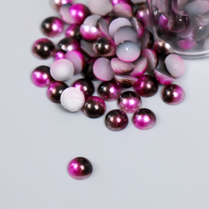 Декор «Полубусины и стразы. Градиент фиолетовый», d=6 мм, 10 г, 200 шт., 5×2.5 см, МИКС