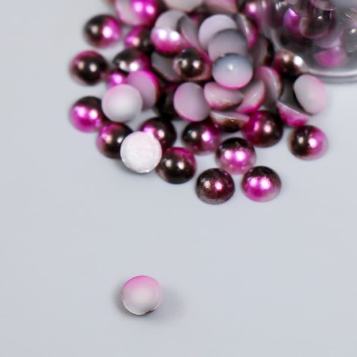 Декор «Полубусины и стразы. Градиент фиолетовый», d=6 мм, 10 г, 200 шт., 5×2.5 см, МИКС