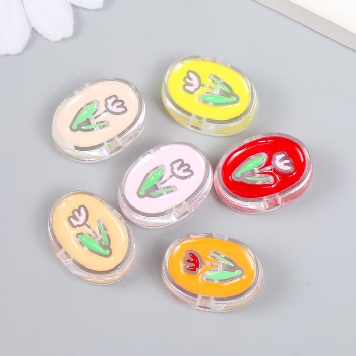 Бусина пластик «Летний бриз. Тюльпан в овале», глянец, 2.2×1.5×0.8 см, МИКС