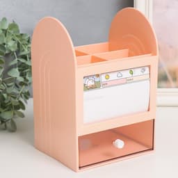 Шкатулка - органайзер для хранения мелочей «Лаконичность», пластик, розовая, 12×14.2×21 см