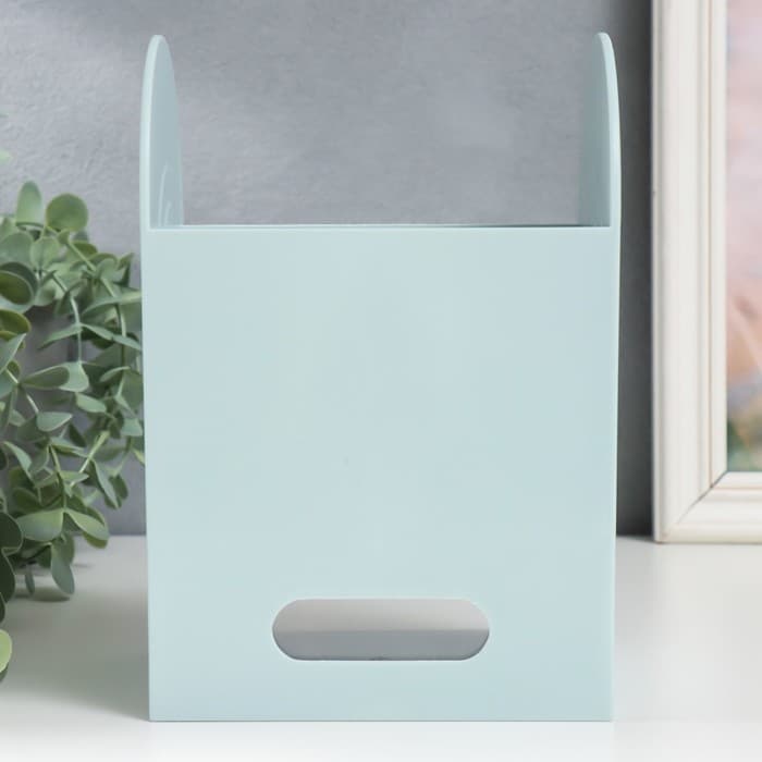 Шкатулка - органайзер для хранения мелочей «Лаконичность», пластик, голубая, 12×14.2×21 см