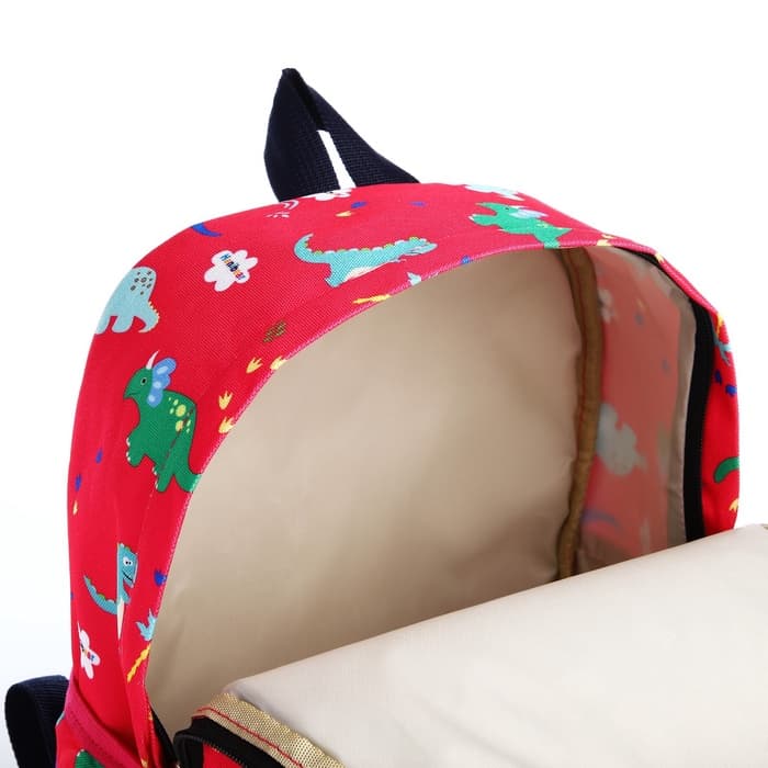 Рюкзак школьный на молнии, с карманом, размер 23×10×33 см, красный