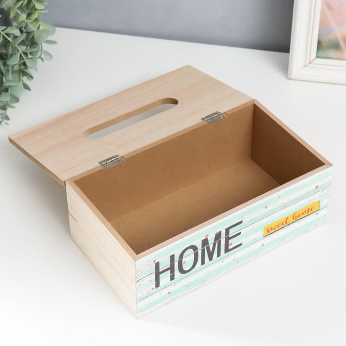 Шкатулка - салфетница «Полоски с цветным горошком», дерево, 25×9.5×14 см