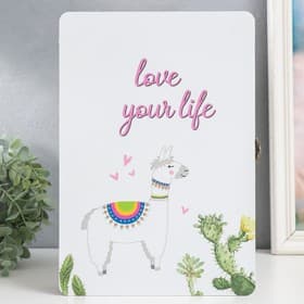 Ключница настенная «Лама и кактусы», дерево, 6 крючков, панно декоративное, 20×5.5×29 см