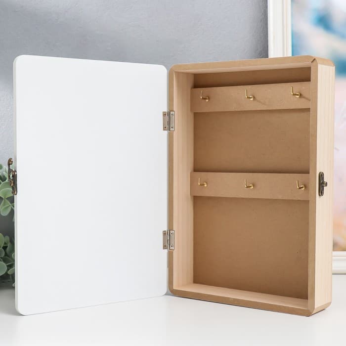 Ключница настенная «Лама и кактусы», дерево, 6 крючков, панно декоративное, 20×5.5×29 см