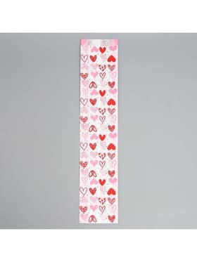 Пакет бумажный фасовочный, крафт, «Сердечки» 11×52×4.5 см без окна