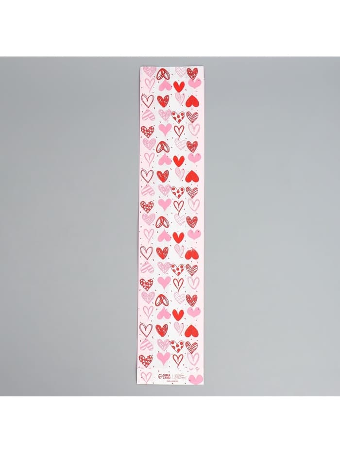 Пакет бумажный фасовочный, крафт, «Сердечки» 11×52×4.5 см без окна