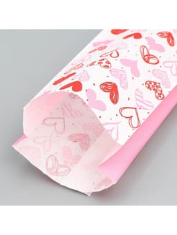 Пакет бумажный фасовочный, крафт, «Сердечки» 11×52×4.5 см без окна