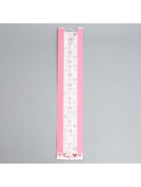 Пакет бумажный фасовочный, крафт, «Сердечки» 11×57.5×4 см с окном