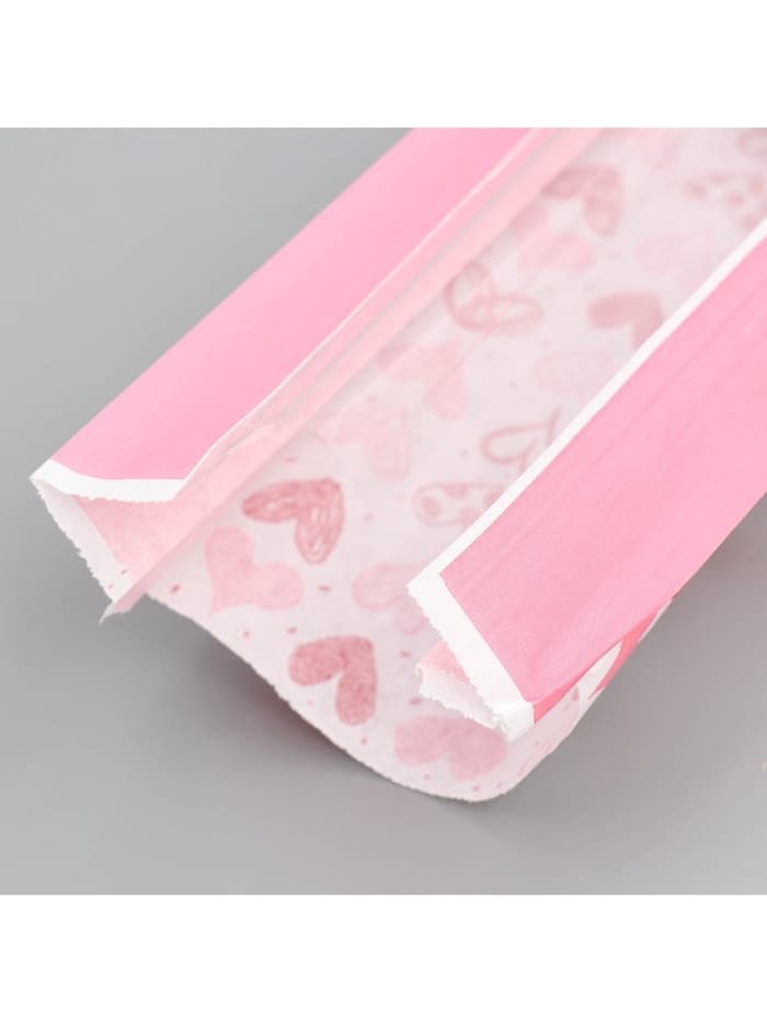 Пакет бумажный фасовочный, крафт, «Сердечки» 11×57.5×4 см с окном