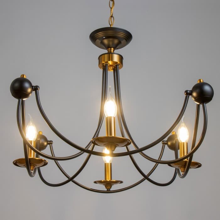 Люстра «Фломи» 4хЕ14 40 Вт черно-золотой 60×73×60 см BayerLux