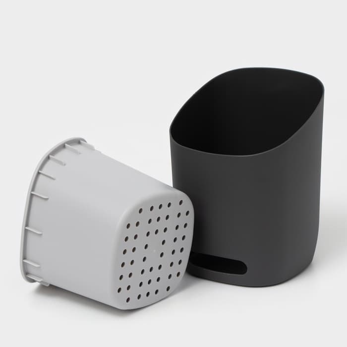 Подставка для столовых приборов IDEA «ИЗЛИ», 25×14.5×19 см, пластик, графитовая