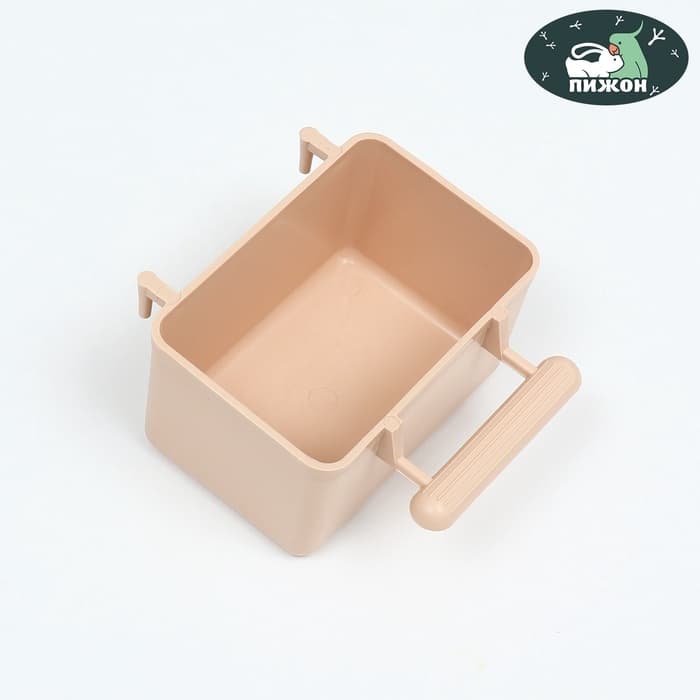 Кормушка для птиц, 8×5×4.5 см, большая, прямоугольная, в клетку, пластик, бежевая