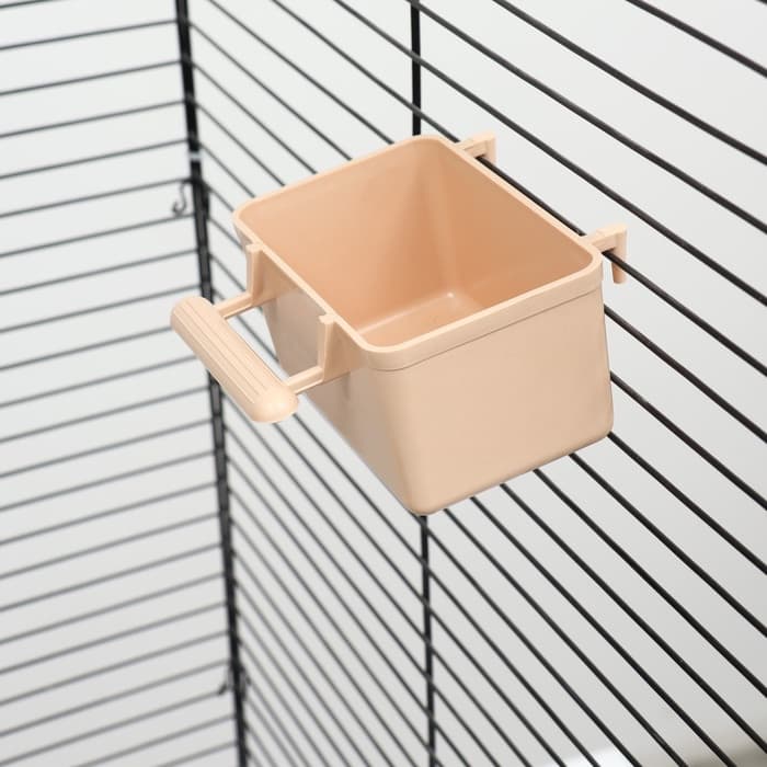 Кормушка для птиц, 8×5×4.5 см, большая, прямоугольная, в клетку, пластик, бежевая