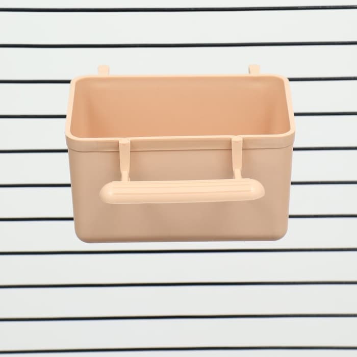 Кормушка для птиц, 8×5×4.5 см, большая, прямоугольная, в клетку, пластик, бежевая