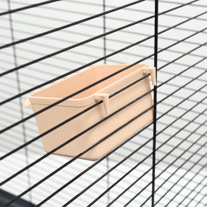 Кормушка для птиц, 8×5×4.5 см, большая, прямоугольная, в клетку, пластик, бежевая