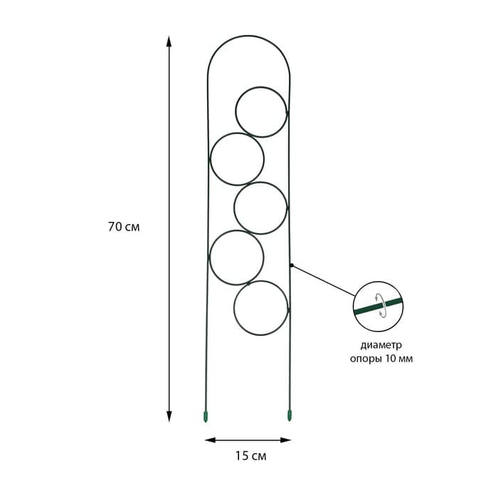 Шпалера, 70×15×1 см, металл, зелёная, «Мини-кольцо»