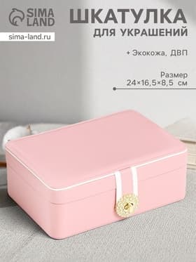 Шкатулка для украшений «С пряжкой», с зеркалом, искусственная кожа, розовая, 24×18.5×9 см